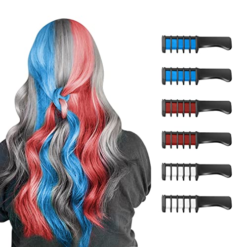 Washable Temporary Hair Chalk Comb for Kids - Red, White, Blue