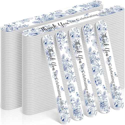 Lasnten 50 Pcs Wedding Bridal Shower Party Favors Chinoiserie Floral Nail Files Bulk Thank You for Celebrating with Us Double Sided Emery Boards for Guests Bridesmaid Bachelorette Baby Shower Party