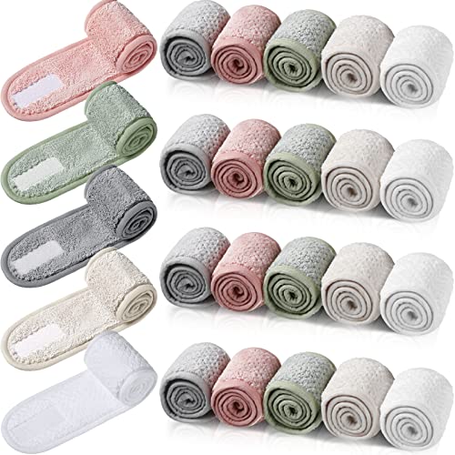 Giegxin 25 Pcs Spa Headbands - Adjustable Coral Fleece Hair Wraps