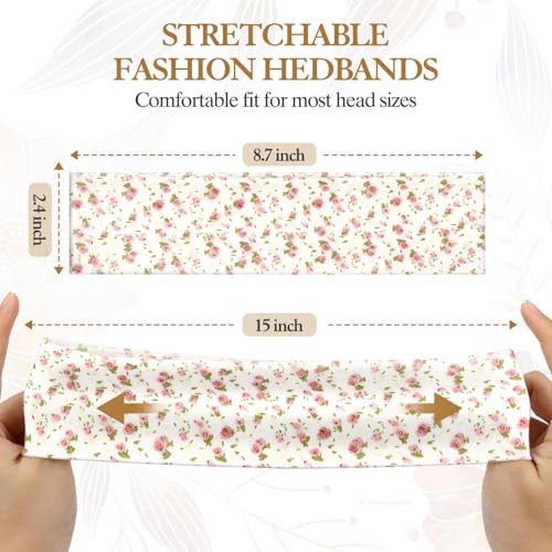 Women's Headbands 8-Pack Set with Floral & Polka Dot Patterns