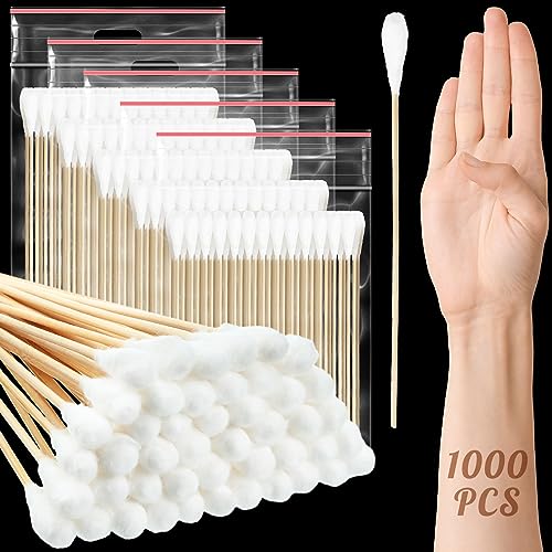 Kigley 1000 Pcs 8" Large Cotton Swabs with Bamboo Handle 1/2"