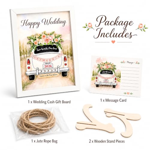 Wedding Cash Gift Holder with Card & Stand | Happy Wedding Money Holder