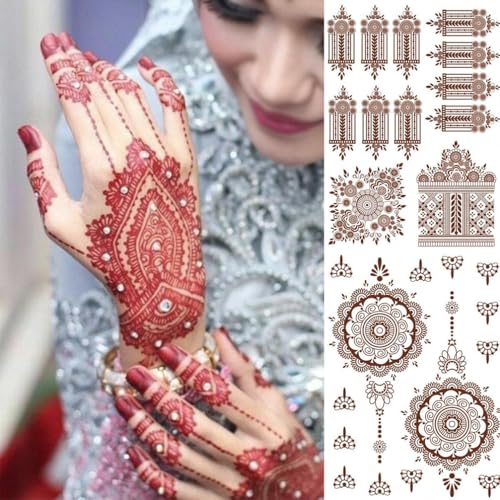 Lace Mandala Temporary Tattoo Stickers - Waterproof, 8-Pack