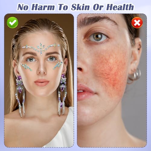4 Sets Face Gems for Women, Self Adhesive Glitter Face Jewels Festival Faces Gems Stickers for Parties Halloween & Cosplay