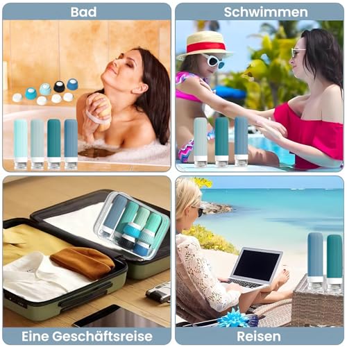 18-Pack TSA Approved Silicone Travel Bottles Set - Leak Proof Toiletry Containers