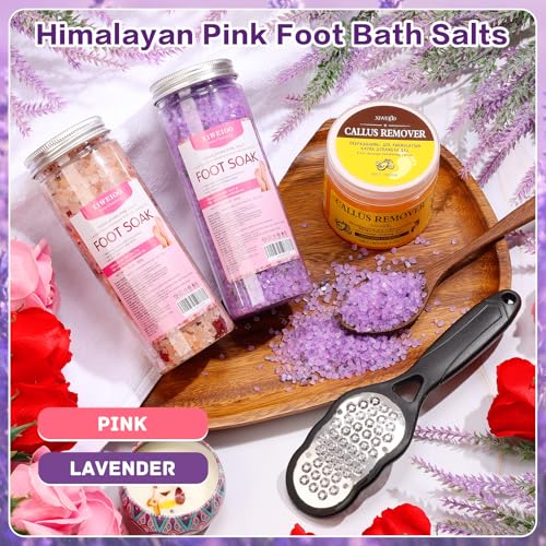 Himalayan Pink Foot Soak & Pedicure Kit - Callus Remover Set for Dry Feet