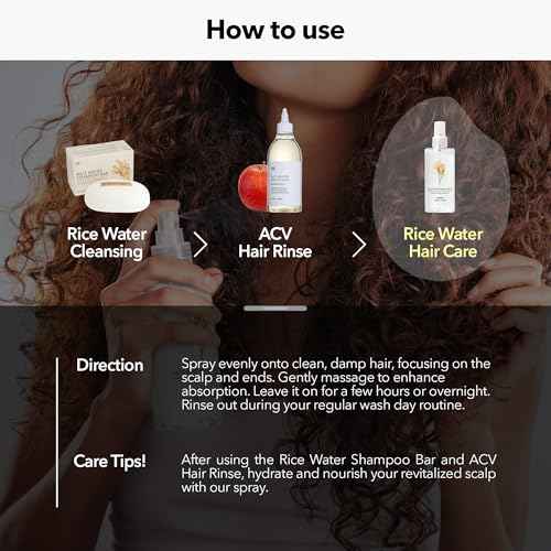 mimosu 97% Rice Water Hair Growth Spray - Fermented Rice Water & Biotin Serum, PHA Toner, Korean hair care Formula, 6.8fl.oz