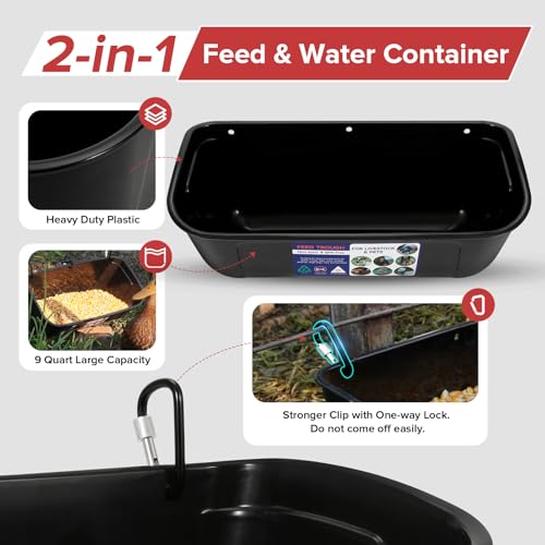 Goovilla 9 Quart Hanging Livestock Feeder Trough, 2 Pack
