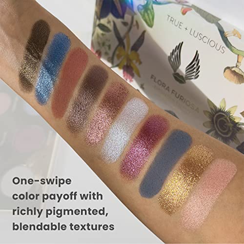 True + Luscious Flora Furiosa Eyeshadow Palette | 10 Richly Pigmented Floral-Inspired Shades | Matte Shimmer Satin Finishes | Talc-Free Vegan Cruelty-Free Clean Beauty | Universal Flattering Colors