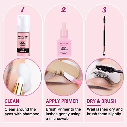 Lash Primer for Eyelash Extensions, 15ML Eyelash Primer, Lash Extension Primer Pre-Treatment Protein Clean Natural Lashes Increase Glue Bonding Retention Special Dropper (Clear, 15ml)