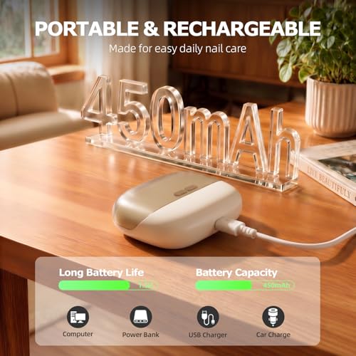 Jzzuau Beige 3-in-1 Electric Nail Clipper & Trimmer for Adults & Seniors