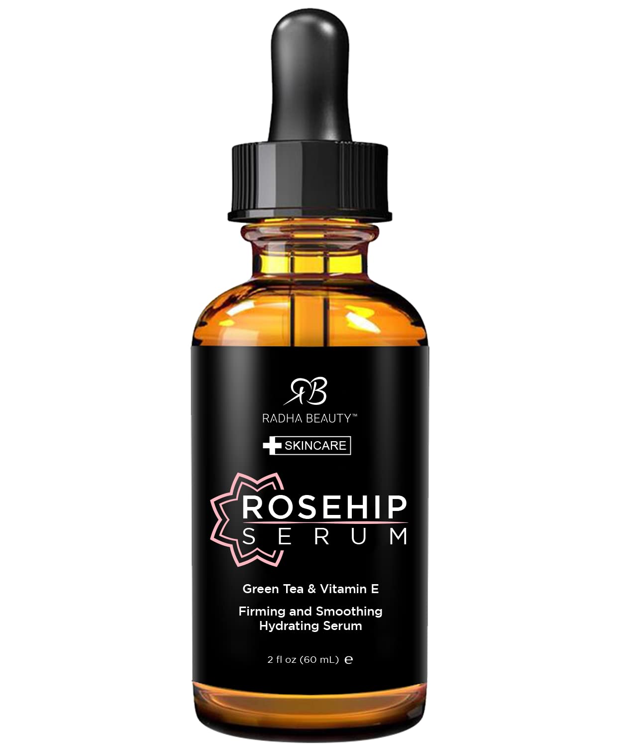 Radha Beauty Premium 2oz Rosehip Facial Serum with Aloe, Green Tea, and Witch Hazel - Natural Anti-Aging Skincare Solution