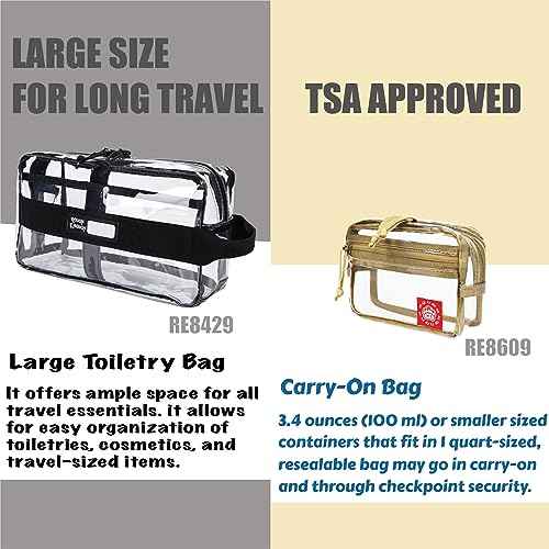 Rough Enough Clear Toiletry Bag Makeup Organizer for Traveling Women Men Travel Size Toiletries Cosmetic Shaving Kit with Handle Large