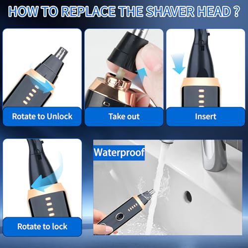 Nose and Ear Hair Trimmer for Women Men,2 in 1 LED Display Eyebrow Hair Trimmer with USB Rechargeable,2026 Portble Waterproof Facial Hair Removal with Dual-Edge Blades for Travel (Black)