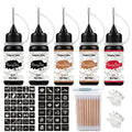 Temporary Tattoos Kit, Yomagine Semi Permanent Tattoo Ink, DIY Fake Freckles Temporary Tattoos for Women Men Teen, Summer Trend Freehand Ink with 78 Pcs Tattoo Stencils, Jagua Gel - Full Kit 5 Bottles