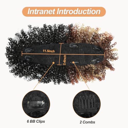 Mohawk Kinky Curly Ponytail Extension with Clips – Natural Black Mix