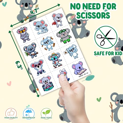 Koala Party Favors Set - 72 PC Bundle with Tattoos & Bracelets