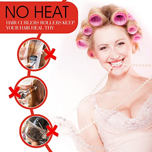 Hair Rollers 12Pc Set with Clips - 33mm Self-Grip Curlers
