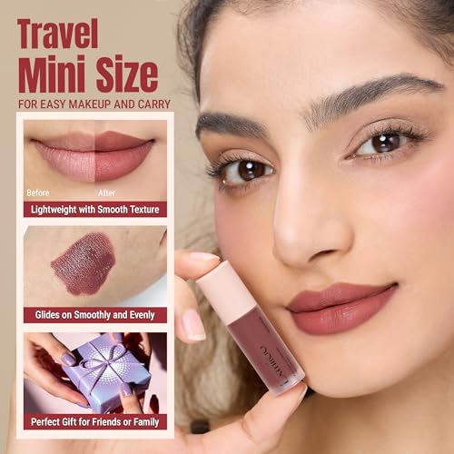 exmiloo Mini Lip Tint Stain Set ? 4 Colors Liquid Lip Stain Kit for Matte & Glossy Finish, Lightweight Lip and Cheek Tint for Women and Girls, Vegan & Cruelty-Free