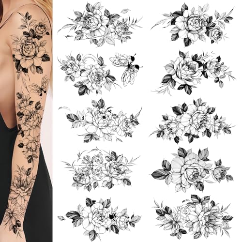 Temporary Tattoo Sleeve for Women | Floral & Butterfly Designs