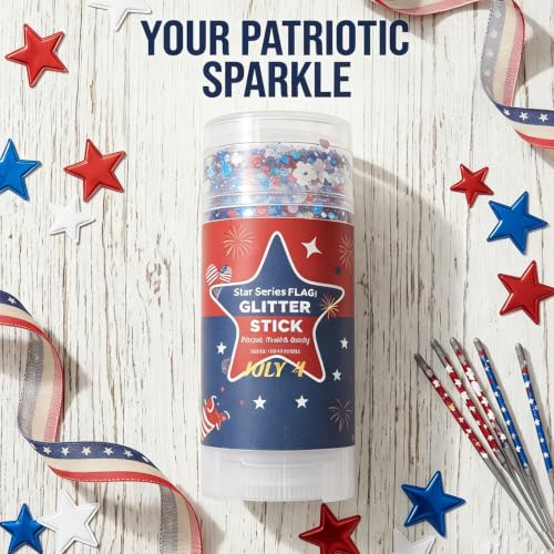 Patriotic Red White Blue Glitter Stick - Waterproof Face & Body