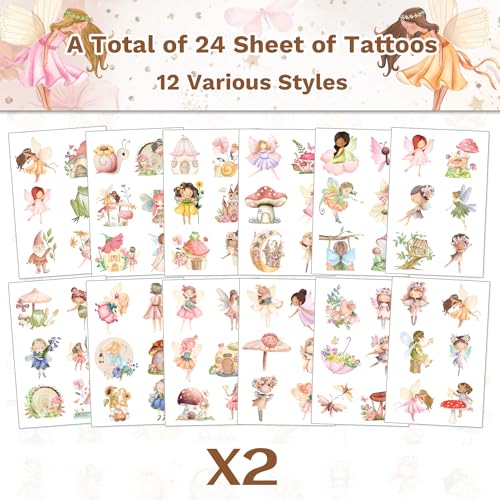 144 PCS Fairy Temporary Tattoos Stickers - Woodland Party Favors