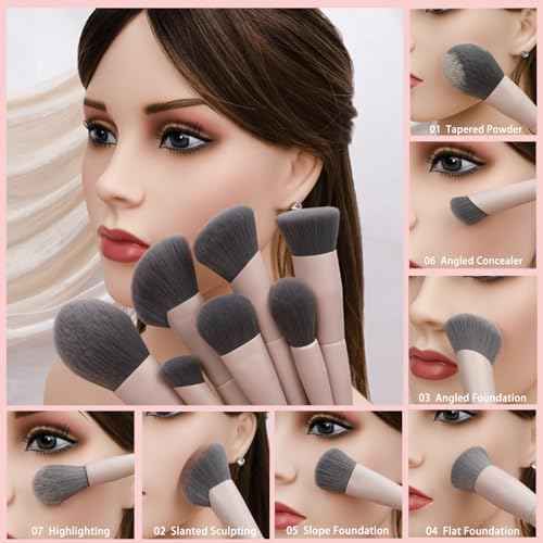 20pcs Pink Essential Makeup Brush Set Professional Powder Concealers Eye shadows Blush Eyeliner Eyebrow Contour Eye blending foundation kit (20pcs brush set)