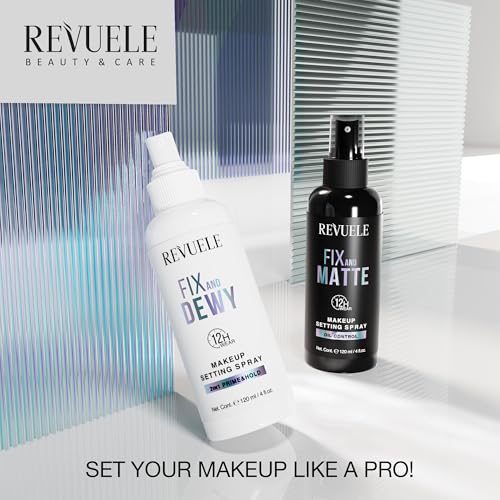 Revuele Fix & Dewy Makeup Setting Spray 4oz – 2-in-1 Primer & Hold