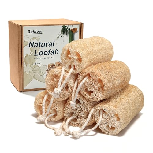 Natural Loofah Sponge 6 Pack - Organic Body Exfoliator
