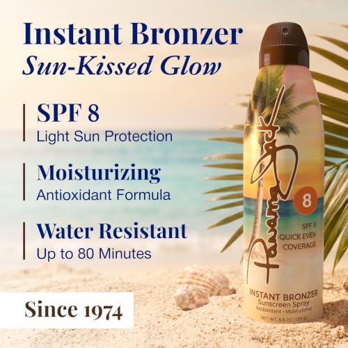 Panama Jack Instant Bronzer Sunscreen SPF 8 5.5 OZ Pack of 2 - Water Resistant, Cruelty-Free