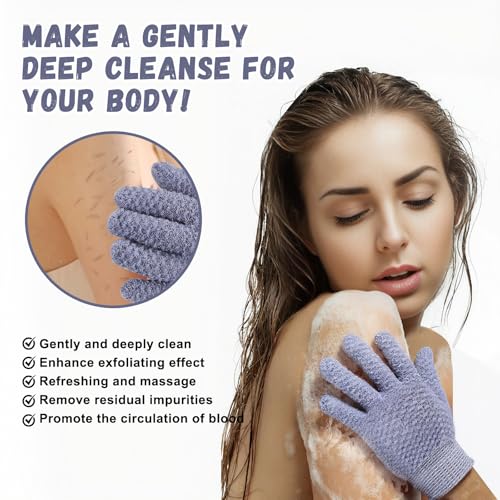 Exfoliating Dual Texture Bath Gloves - 2 Pairs Velvet Night Variation