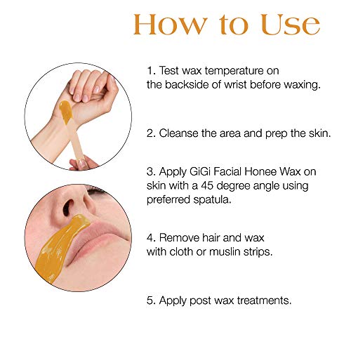 GiGi Facial Honee Wax - Hair Removal Wax for Face and Sensitive Skin, 8 oz