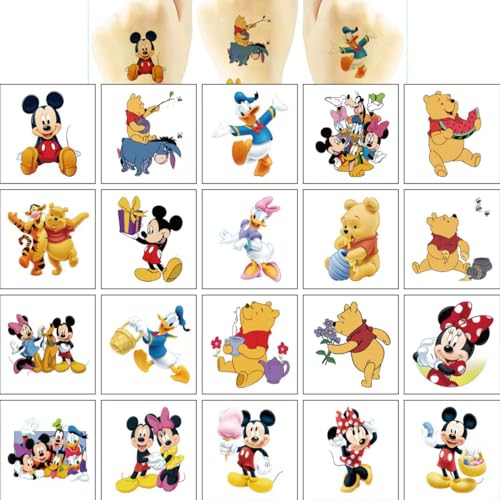 20 Sheets Mickey Minnie Temporary Tattoos for Kids