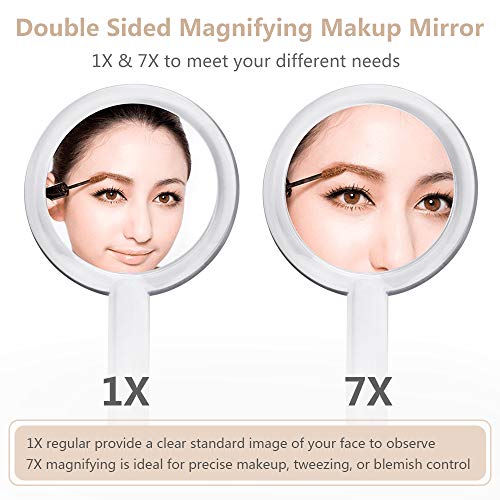 Double Sided 1x-7X Magnification Handheld Makeup Mirror with Stand