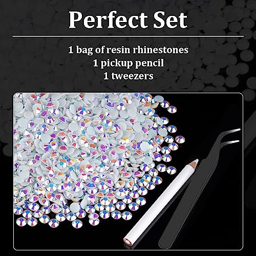 8000pcs 3mm White AB Flatback Resin Rhinestones - Non Hotfix Jelly Gems Kit