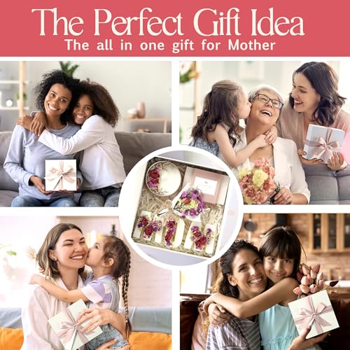 Mother¡¯s Day & Birthday Basket for Mom ? Luxury Gift Box with Candle, Ready to Gift Floral Keepsake, Thoughtful Mom Present from Daughter or Son