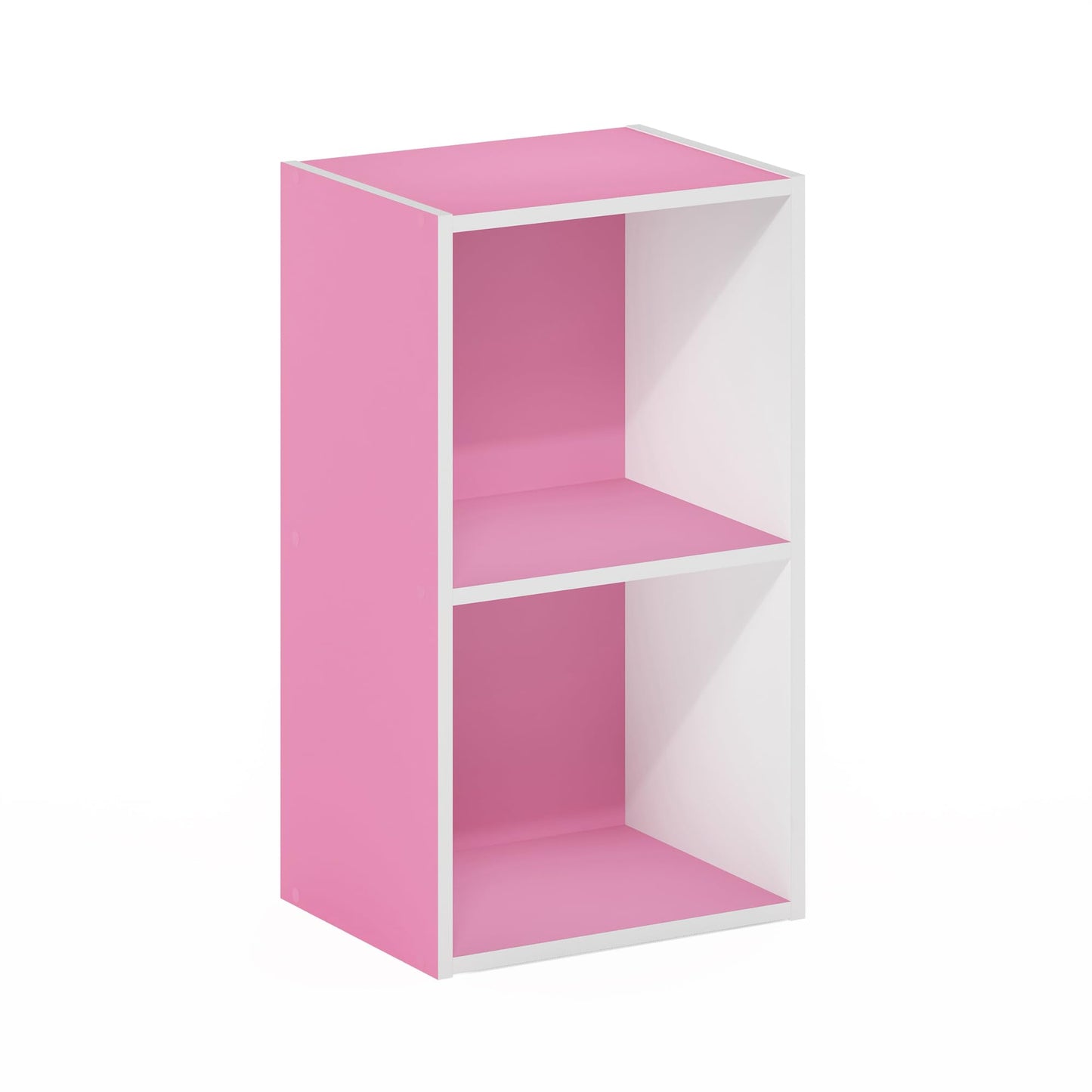 Furinno Luder Bookcase / Book / Storage, 2-Tier Cube, Pink/White