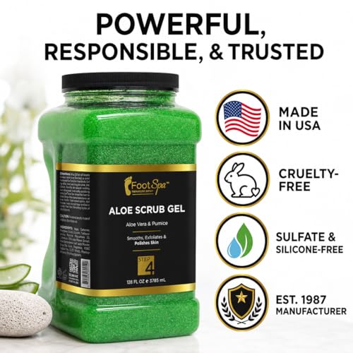 FootSpa Pedicure Exfoliating Scrub Gel with Salicylic Acid & Pumice, 128 oz