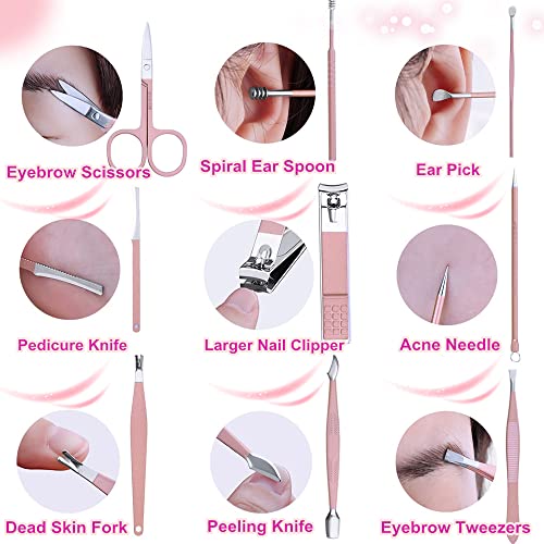 16-Piece Manicure Pedicure Kit with Stainless Steel Tools & Travel Case