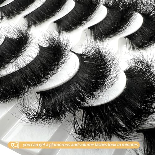Mink Lashes Fluffy Long 3D Faux Mink Wispy 20mm 25mm Big Dramatic Strip Lashes That Look Like Extensions Thick Cat Eye False Eyelashes Pack