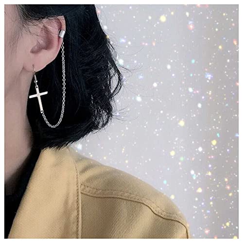 Vintage Silver Cross Chain Dangle Earrings