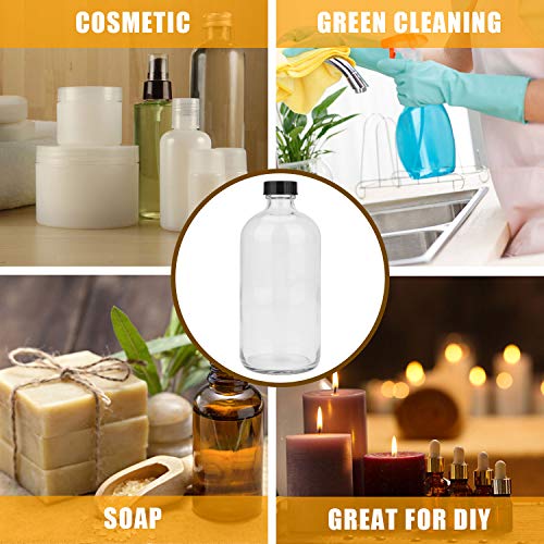 16oz Glass Bottles, 12 Pack Clear Glass Storage Bottles Sets with Lids