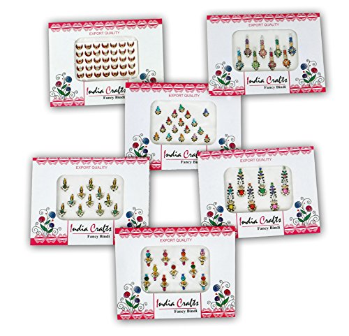 Multicolored Bindis Forehead Jewels - 100 Pack Self-Adhesive