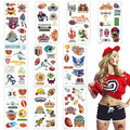 10 Sheets American Football Temporary Tattoos Sports Topic Luminous Fluorescent Temporary Tattoo Sticker Super Bowl Fake Tattoo for Men Women Boys Girls Ball Gmae Party Favor Makeup Costume Supplies