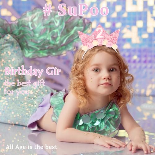 2nd Birthday Sash & Tiara Headband Set for Girls Pink