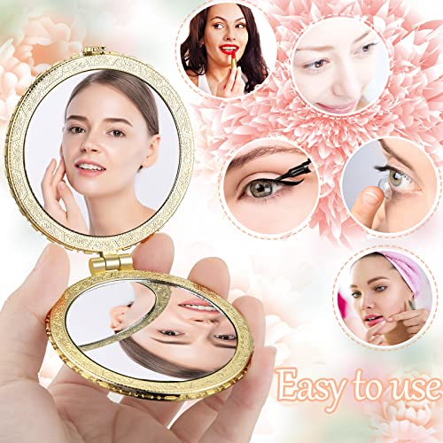Remerry 48 Pieces Compact Mirror for Purse Small Flower Pocket Mirror Portable Floral Retro Folding Tea Party Favors Makeup Travel for Women Mother (Vivid Style)