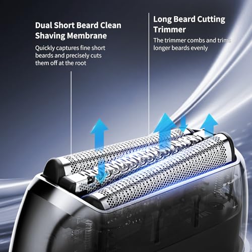 Professional Cordless Electric Shaver for Men - Fast Charging Wet/Dry Mini Travel Razor with Floating Heads, Precision Beard Trimmer, IPX7 Waterproof for Shower Use