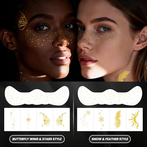30Pc Glitter Freckles & Face Gems Temporary Tattoo Set