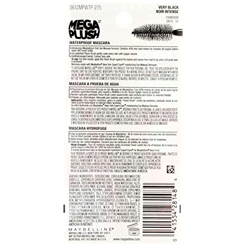 Maybelline Volum' Express Mega Plush Waterproof Mascara, Very Black