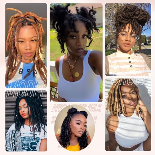 Teresa Afro Kinkys Bulk Human Hair For Twists, Afro Kinky-Curly Human Hair Bulk For Dreadlocks Extensions,Bulk Human Braiding Hair Natural And Soft (18 Inch, 30g/Pack)